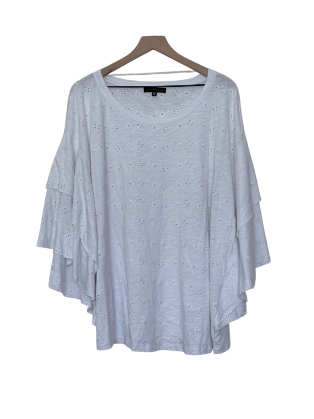 Sanctuary 2X Embroidered Eyelet Top Flutter Sleeves Bohemian Feminine Romantic